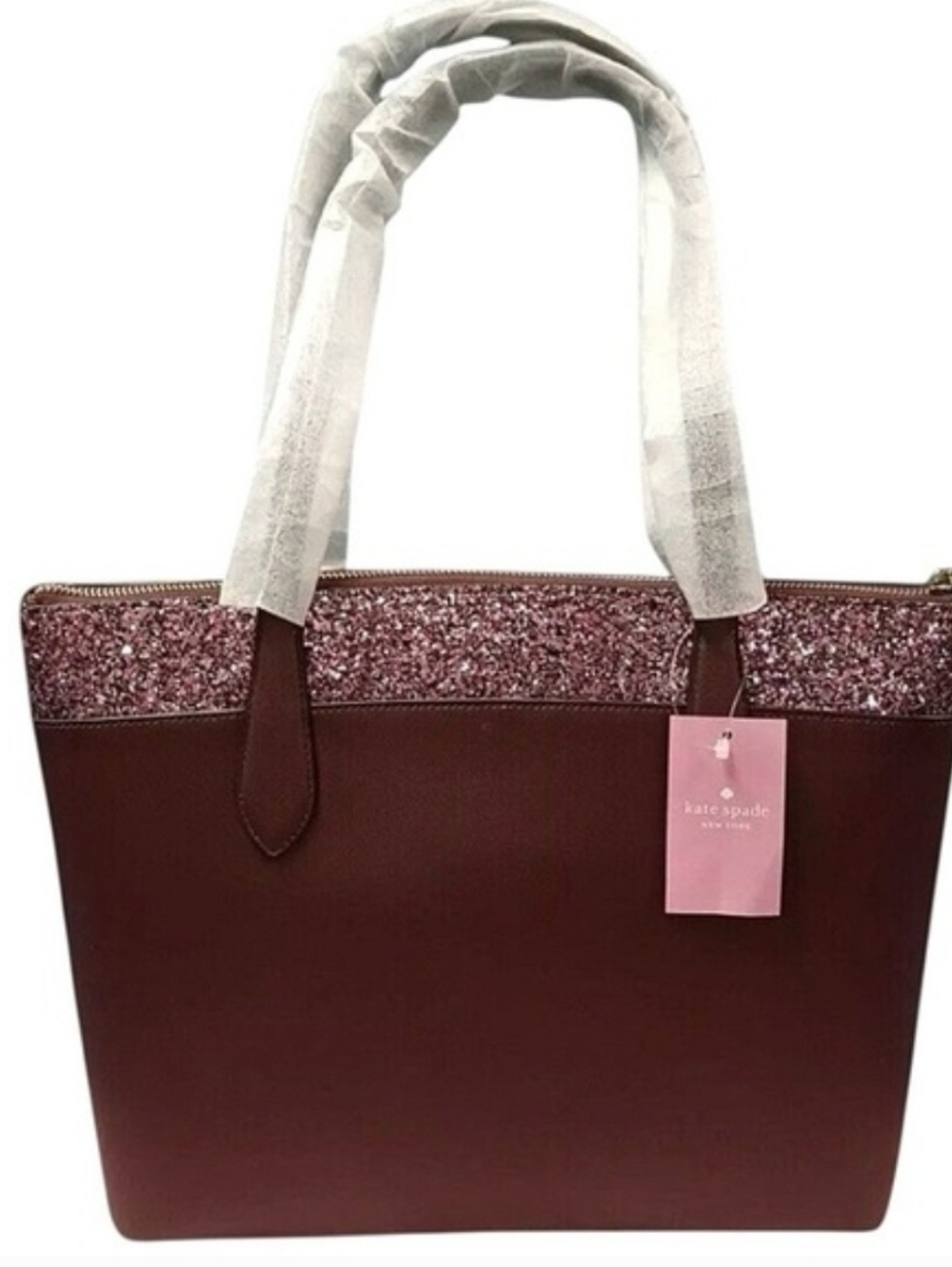 Kate Spade NWT Glitter Trim Tote – Burgundy / Wine